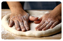 Alfy's Pizza, making pizza dough